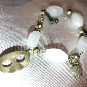 Brasstone charm bracelet mask gears skate clock